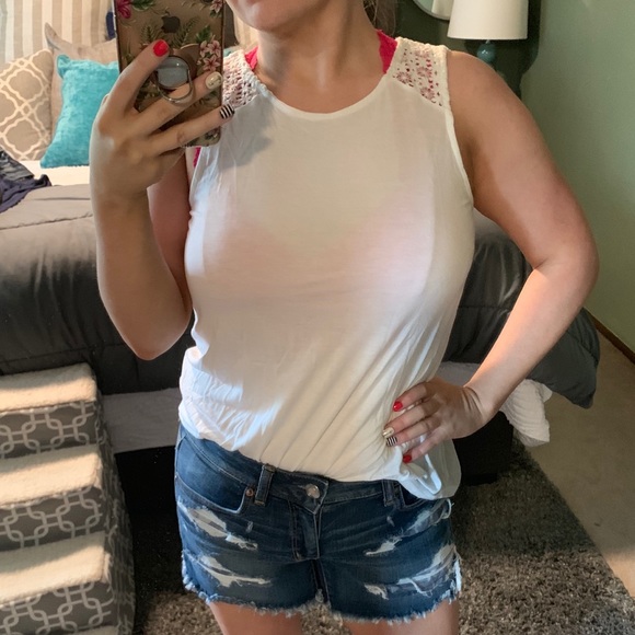 Old Navy White Tank Blouse Sz Small (bin1) - Picture 7 of 8